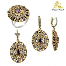 Gümüş Otantik Taşlı Set